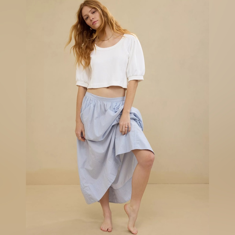 AERIE Ribbed Short Sleeve Sweatshirt